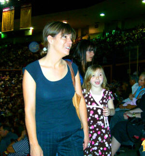 Jenny and Cailey visit from the nosebleed seats.