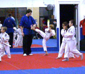 Zach gets a kick out of karate.