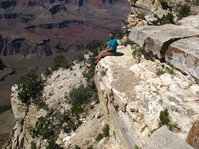 Jason taking a break on the way to the Grand Canyon lodges.