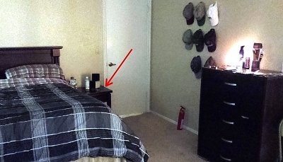 MY bed and matching bedstand.