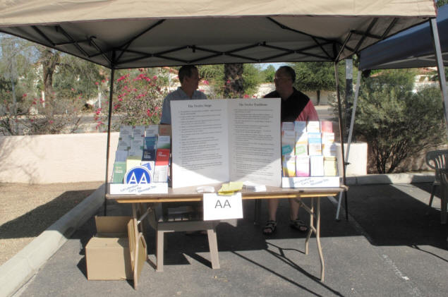 The Alcoholics Anonymous booth.
