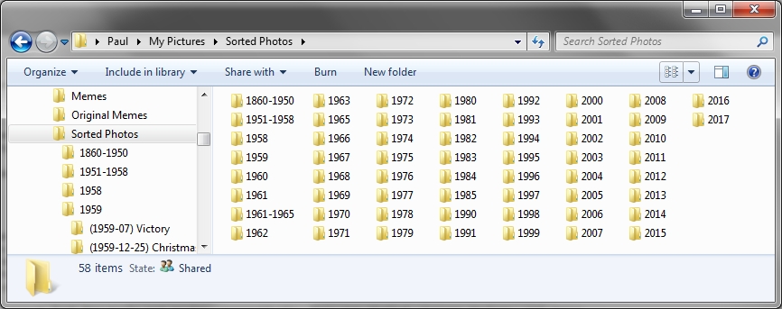 The Sorted Photos folder