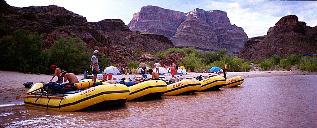 Rafts lined up.