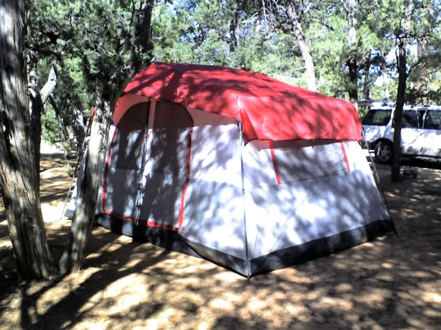 Our tent, looking fabulous with the rain fly.