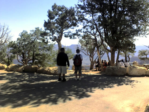 The boys get their first glimpse of Grand Canyon.