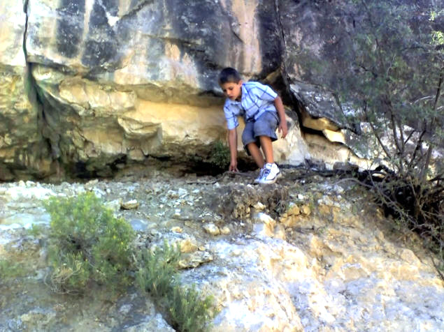 Zach tries out a little ledge-walking.