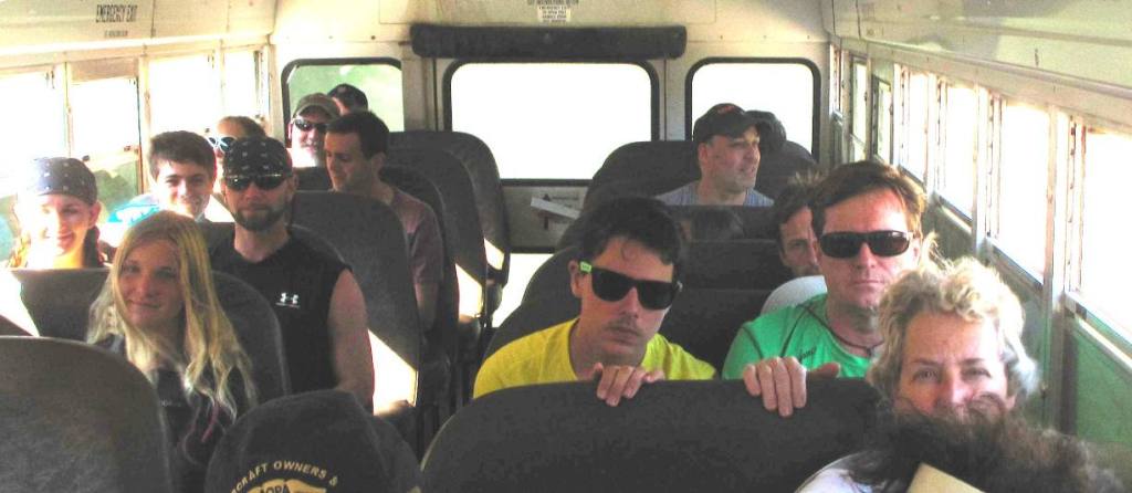 Riding the Hualapai bus to the river.