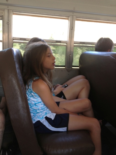 Patricia and Brianna on the bus. (Patricia has the aisle seat.)