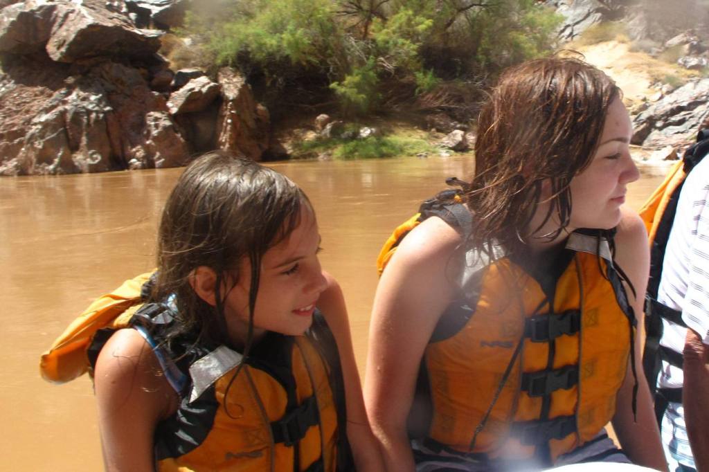 Patricia and Brianna hear the rapids ahead.