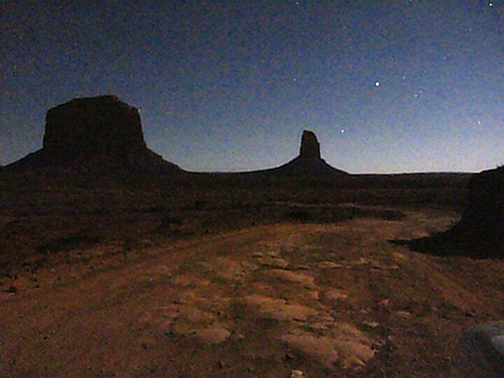 Monument Valley by moonlight.