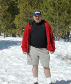 Paul in shorts and new cap.