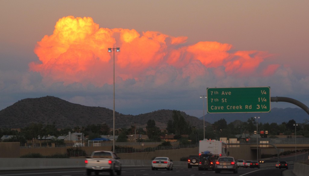 Sunset-lit cloud.