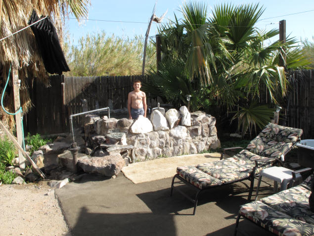 Zach in the 'Sunset' private soaking area.