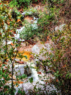 A stream and patches of snow in March.