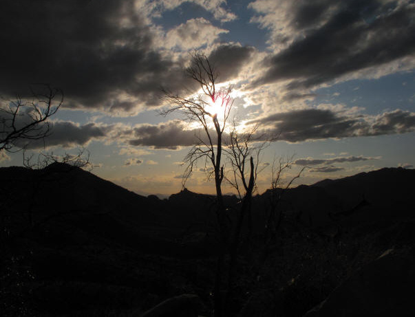 Rainclouds approach Mount Lemmon.