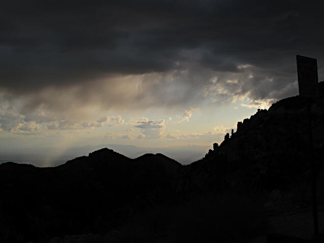 Clouds dump rain on Mount Lemmon.