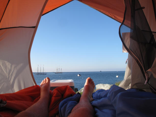 A womb with a view: My tent on the bluff.