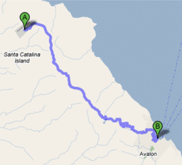 Map route from the Airport In The Sky to Avalon.
