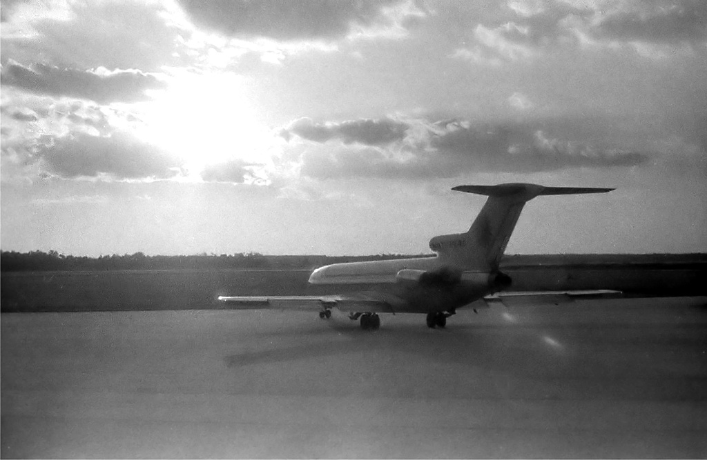 A jet on the runway at Jacksonville International Airport, 1970.