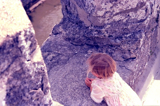 Karen overlooks the Old Fort's moat.