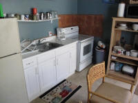 Full-sized kitchen appliances.