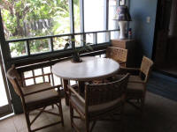 Porch table is inviting.