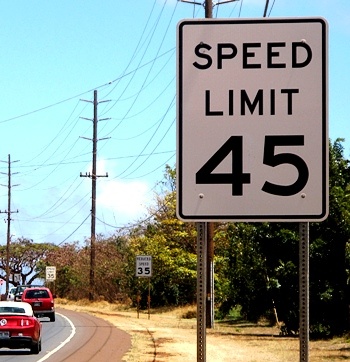 Speed Limit 45. Speed Limit 35.
