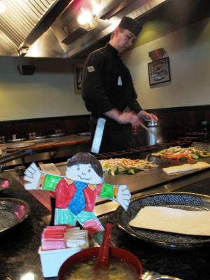 Flat Stanley and our chef, Junee.