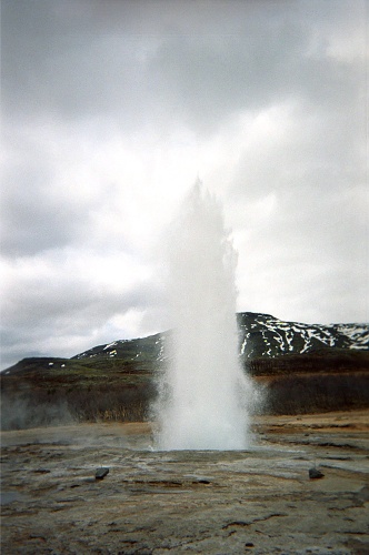 Geysir erupting.