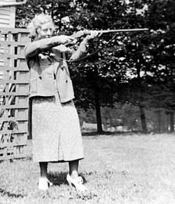 My mom, the ace shot. Notice the high heels!